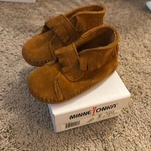 Minnetonka Front Strap Bootie Brown 5
